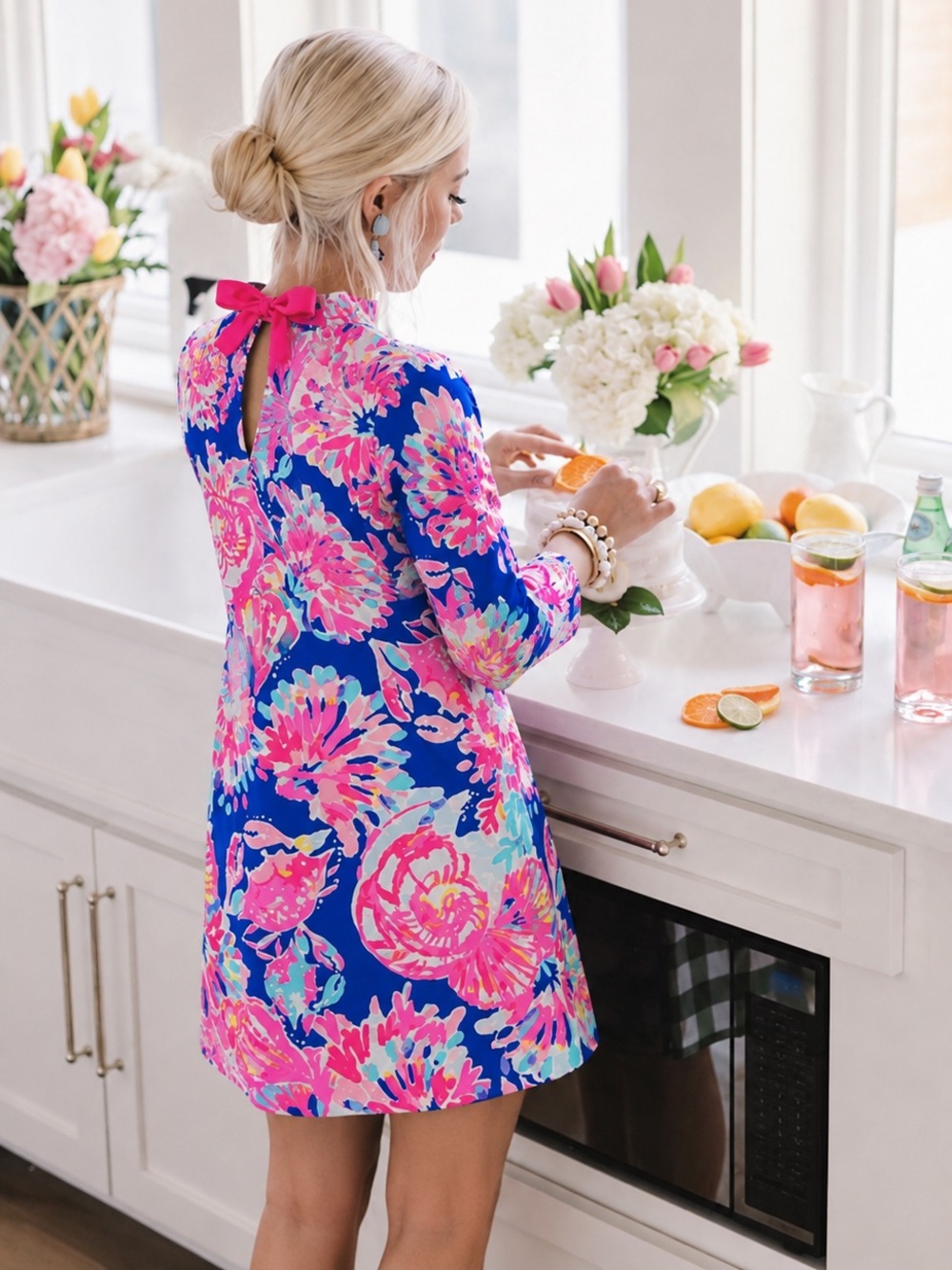 Lilly Pulitzer Noelle Floral Bow Tie Back Bennet Blue Bay Dreamin Mini Dress